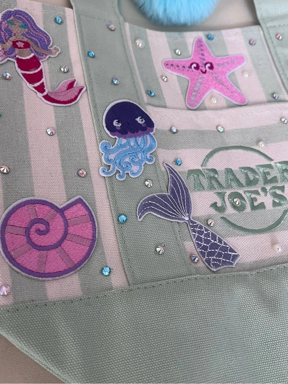 Mermaid Lagoon Paradise Tote Custom Trader Joe’s Striped Mini Canvas Mermaidcore